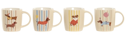 [99854] Mug de porcelana con perro, 4 diseños surtidos