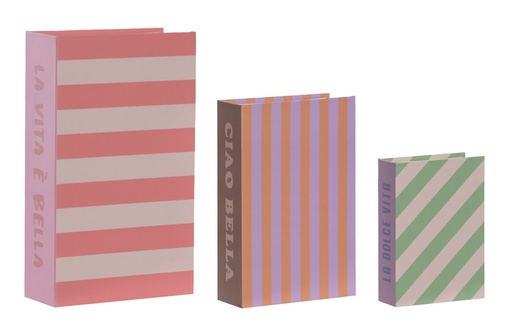 [99990] Caja libro de cartón, multicolor (set de 3)