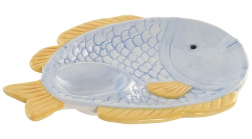 [100200] Bandeja de gres con pez, azul celeste