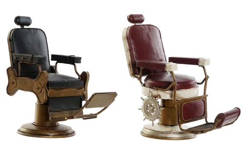 [100218] Decoración de metal con sillón de barbería, 2 diseños surtidos
