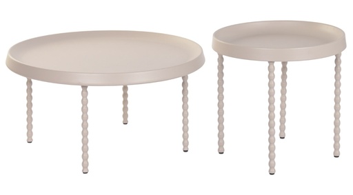 [100226] Mesita auxiliar de metal con bolas, crema, grande