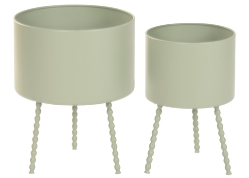 [100231] Macetero de metal con bolas, verde menta, pequeño
