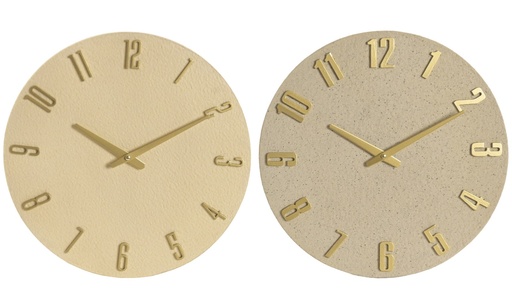 [100236] Reloj de pared de resina y MDF, 2 diseños surtidos