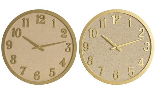[100237] Reloj de pared de resina y MDF, 2 diseños surtidos