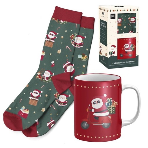 [100949] Set de regalo de taza con calcetín de Papá Noel