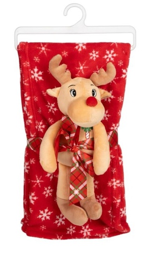 [101012] Peluche con manta, reno de Navidad